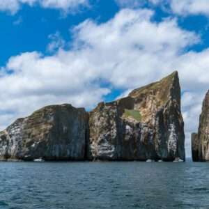 A closeup of Kicker rock island in Galapagos islands